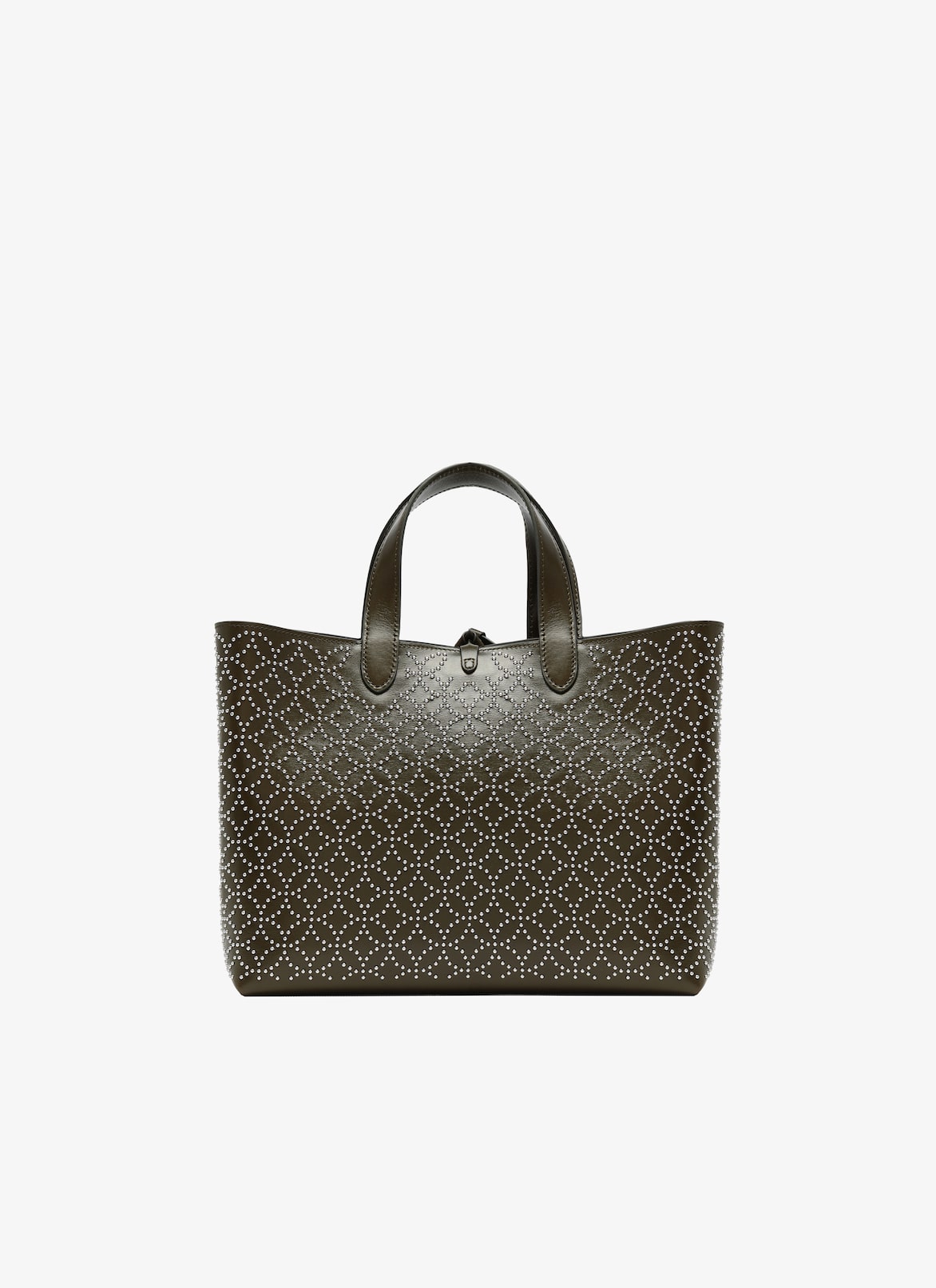 CABAS SMALL MODEL CUIR LUX CLOU ARABESQUE KAKI ALAÏA KHAKI  CABAS SMALL MODEL CUIR LUX CLOU ARABESQUE KAKI